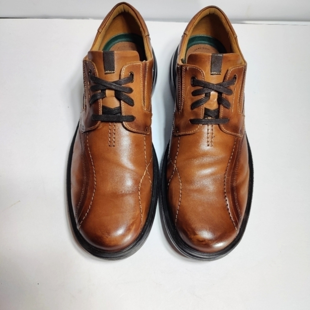 Clarks Men's Gessler Lace Formal Dress Brown Leather Oxford Shoes Size 14 - Picture 2 of 12